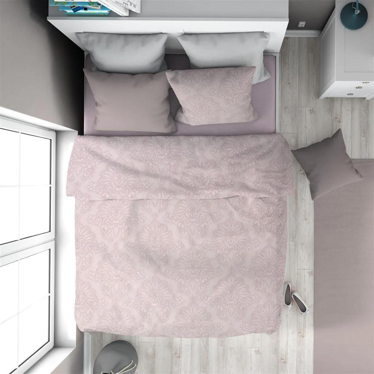 Παπλωματοθήκη Εμπριμέ Άρτεμις 706 160X240 Light Purple 100% Cotton