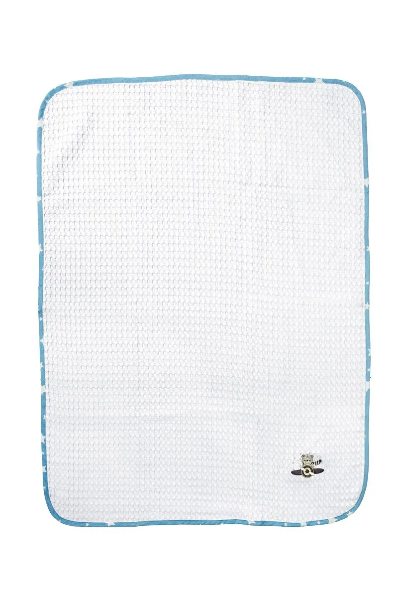 Κουβέρτα Πικέ Με Κέντημα bebe Aviator 184 80X110 White-Sky Blue 100% Cotton