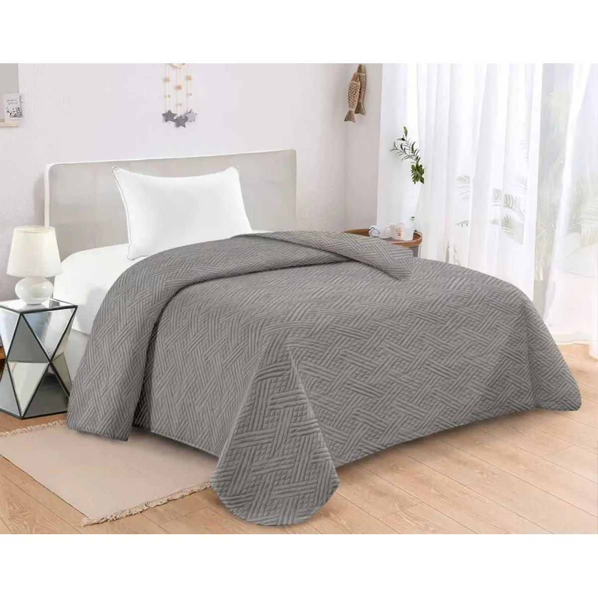 ΚΟΥΒΕΡΛΙ MICROFIBER ΜΟΝΟ 160X240 ADAM HOME GLORIA GREY