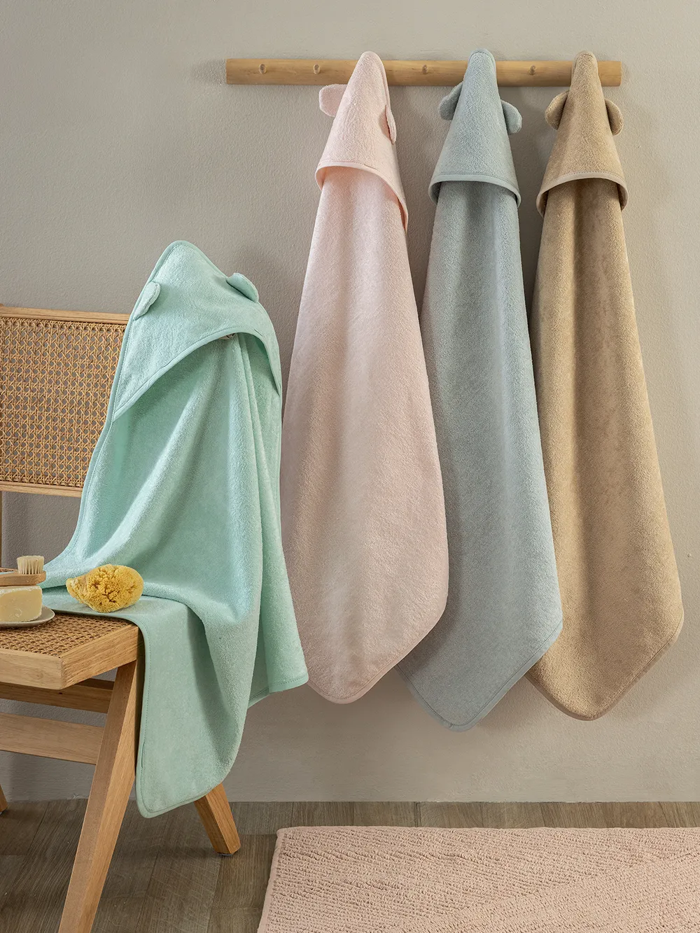 Σετ Μπουρνουζοπετσέτες Με Κουκούλα Baby Bath 75x75 ROBIN (2) BEIGE