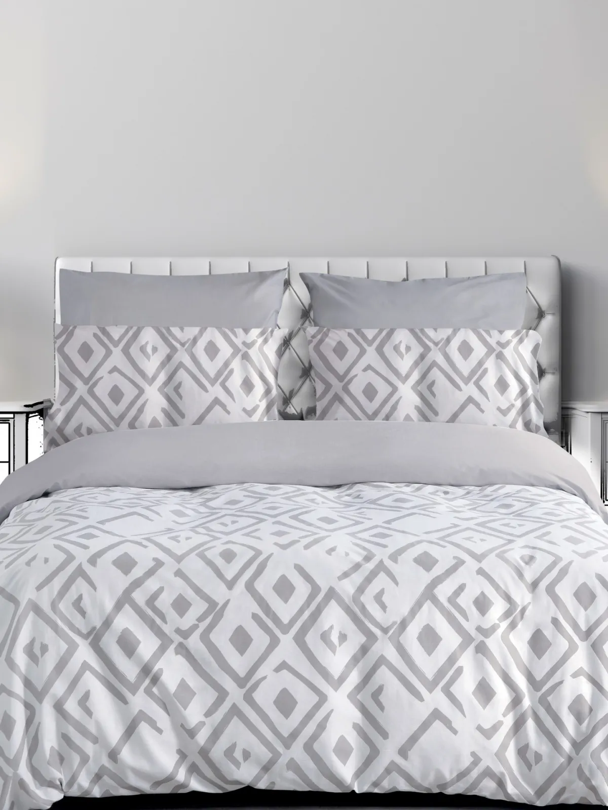 ROMVOS2 GREY ΚΟΥΒΕΡΛΙ 220Χ240CM 2*50Χ70CM 144ΤC 100% COTTON
