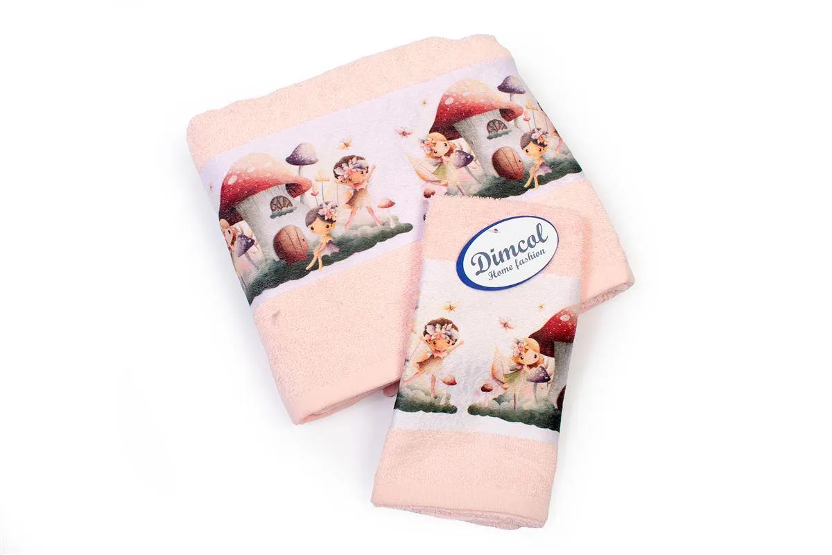 Πετσέτα Σετ 2 τεμ Με Ψηφιακή Εκτύπωση bebe Fairies 330 30X50,70X140 Pink 100% Cotton