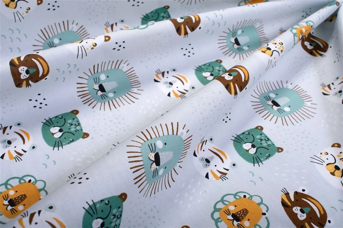 Σεντονάκι Λίκνου bebe Big Cats 28 80X110 Light Aqua 100% Cotton