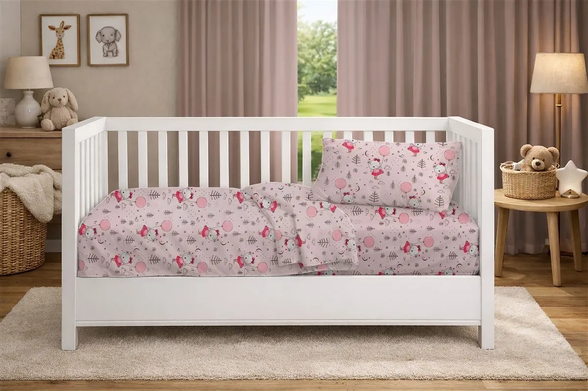 Κατωσέντονο Με Λάστιχο bebe Ballerina Bear 598 0,70X1,40X0,15 Pink 100% Cotton