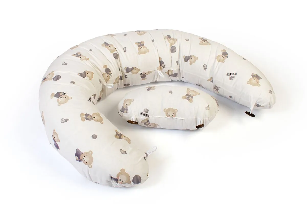Μαξιλάρι Εγκυμοσύνης - Θηλασμού 2 σε 1 bebe Bear's Nest 05 155x35x20 White-Grey 100% Cotton