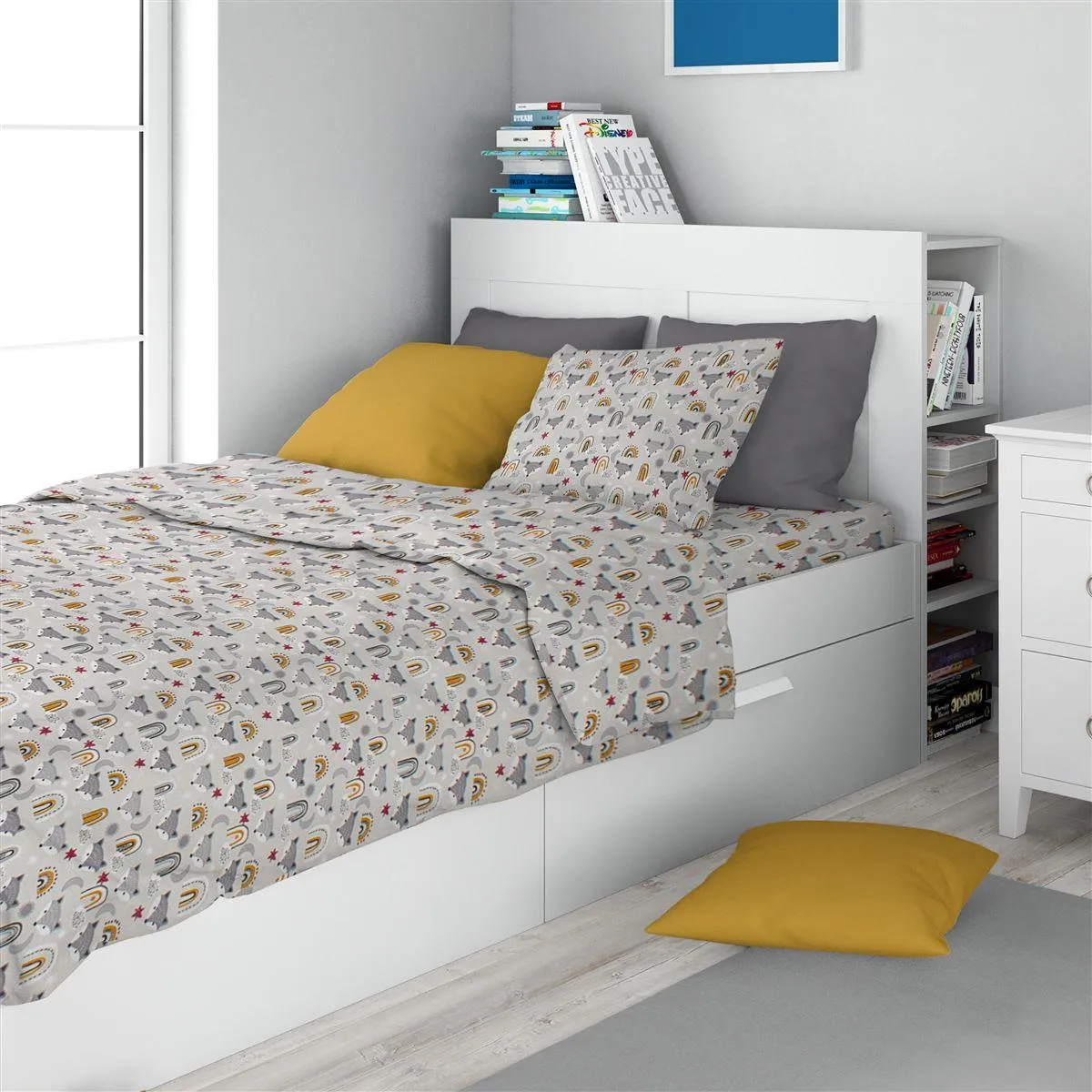 Σεντόνια Εμπριμέ Σετ 2 τεμ kids Fox 527 160X240 Grey 100% Cotton