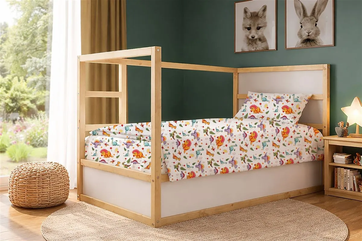 Παπλωματοθήκη Εμπριμέ kids Dinosaur 520 160x240 White-Orange 100% Cotton