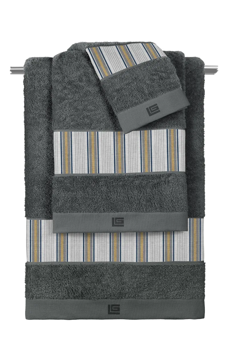 Σετ 3τμχ Πετσέτες Pinstripe Grey-Anthracite