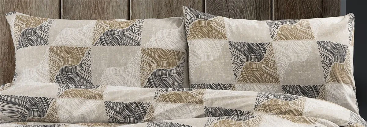 Μαξιλαροθήκη Εμπριμέ Κλεοπάτρα 609 50X70 Beige-Black 70/30 Cott/Pol