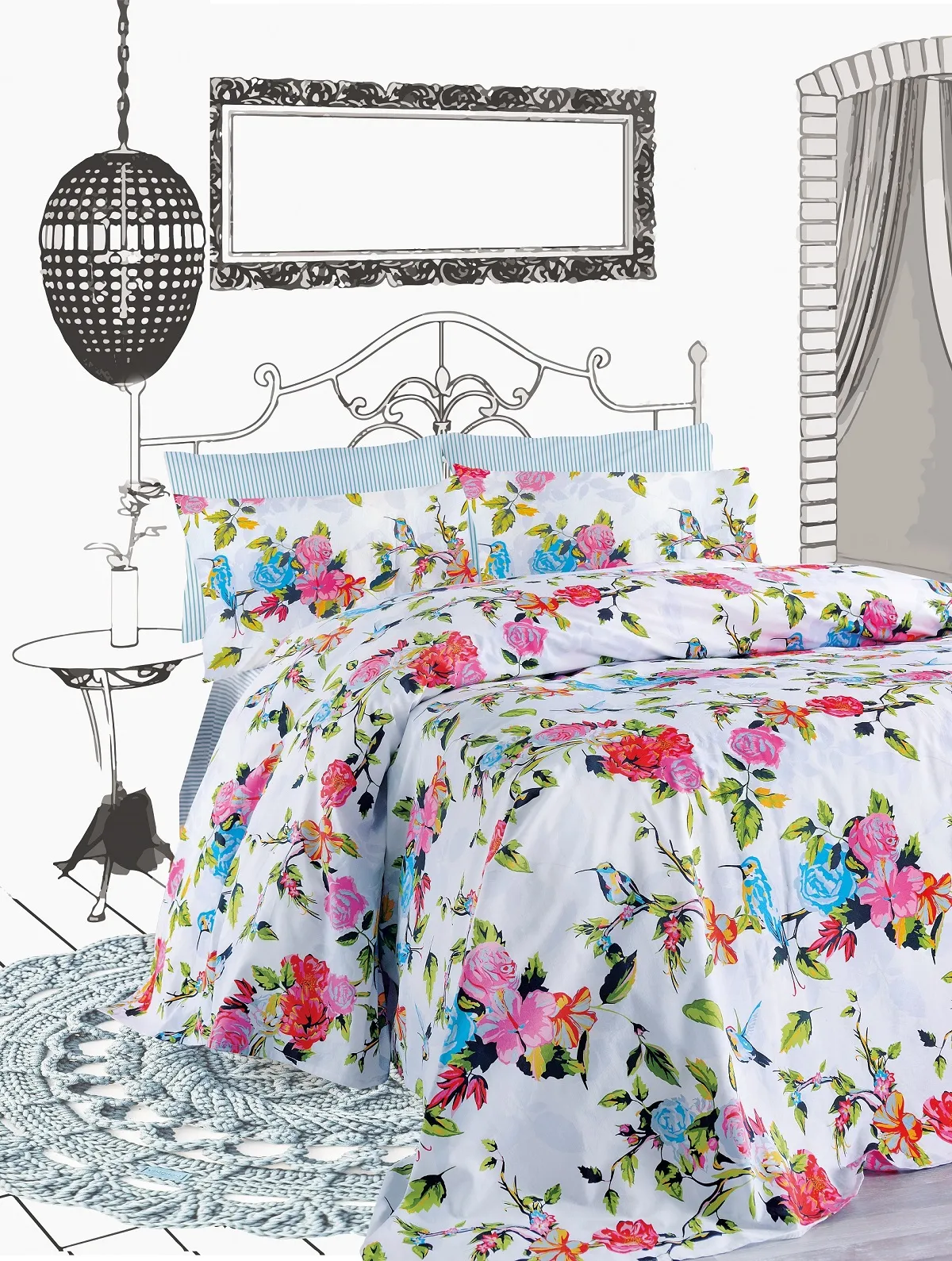 ΣΕΤ ΣΕΝΤ. KING PRIMAVERA 144ΤC  ΛΑΣΤ. 270x290cm  180x205+40cm 2*50x70cm 100% COTTON