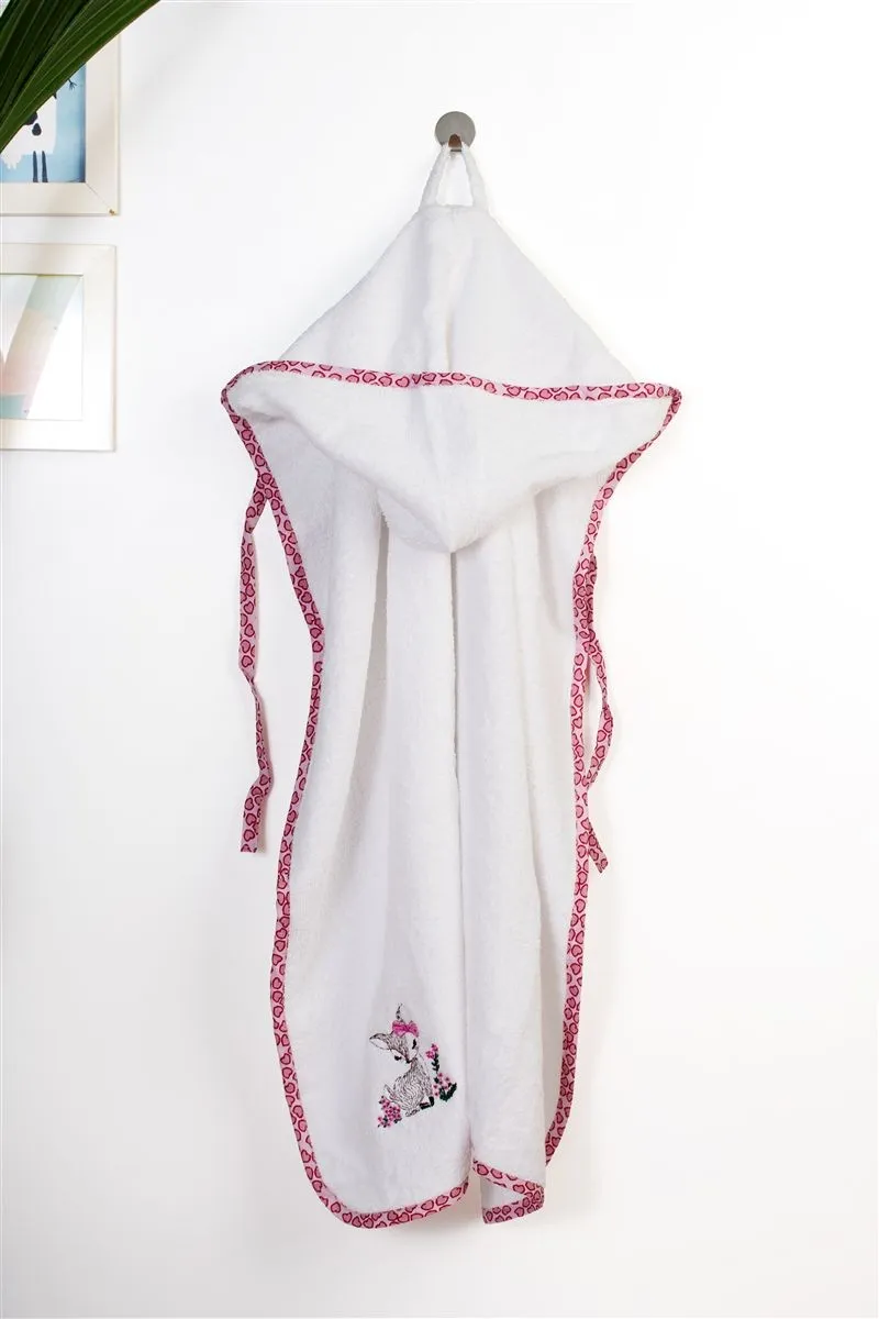 Κάπα Με Κέντημα bebe Deer 197 75X85 White-Pink 100% Cotton