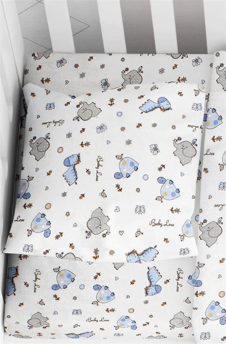 Μαξιλαροθήκη Εμπριμέ bebe Elephant 074 35X45 White-Sky Blue 100% Cotton Flannel
