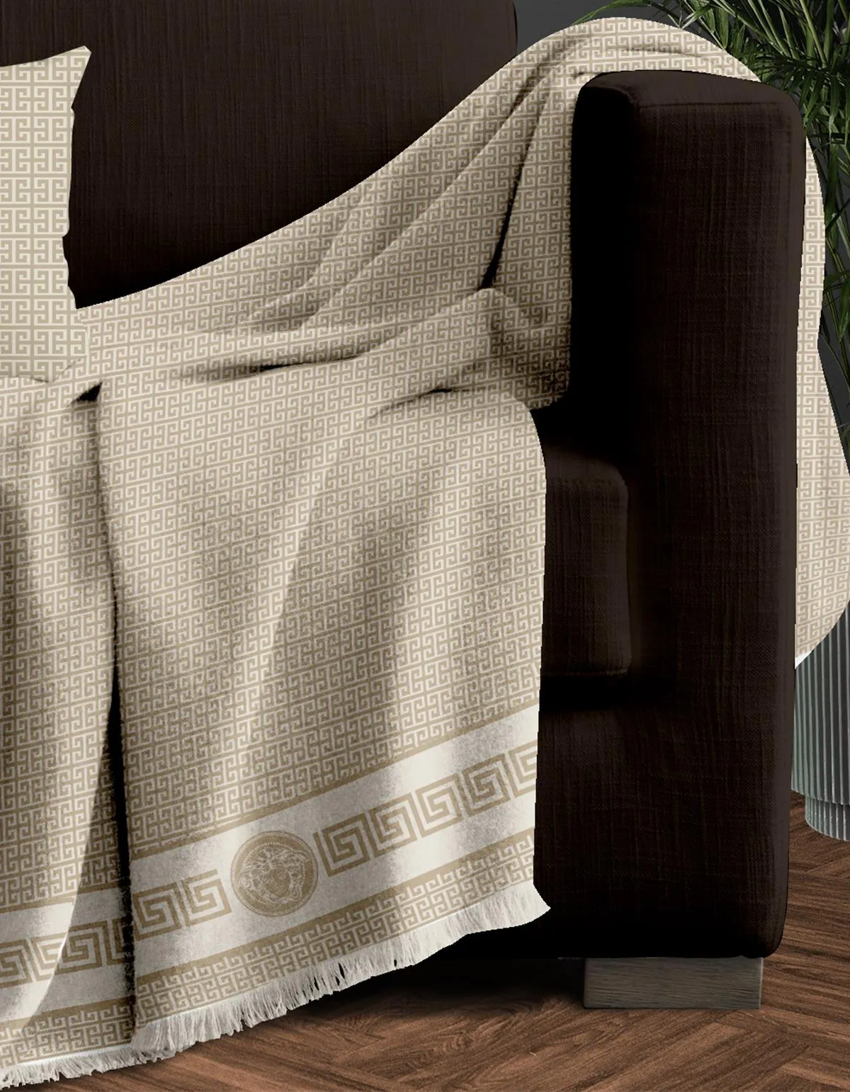 MONOΘ.ΡΙΧΤΑΡΙ MEANDROS BEIGE1 180Χ180 100% CHENILLΕ