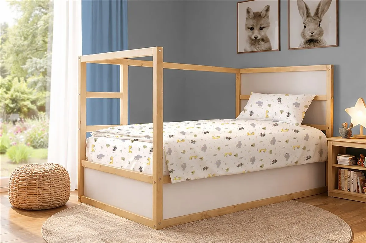 Πάπλωμα Εμπριμέ kids Happy Safari 713 160X240 White-Grey 100% Cotton