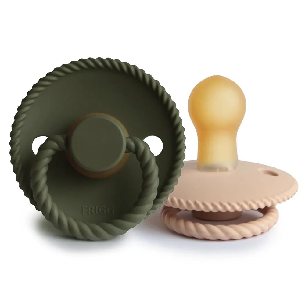 Σετ 2 Πιπίλες Latex FRIGG Rope Croissant/Olive 0-6 Μηνών