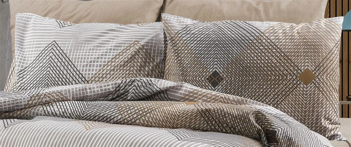 Μαξιλαροθήκη Εμπριμέ Καλλιρόη 603 50X70 Grey-Mocha 70/30 Cott/Pol