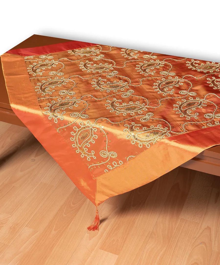 Σατέν τραπεζοκαρέ 1028 (130cm x 130cm) πορτοκαλί  
