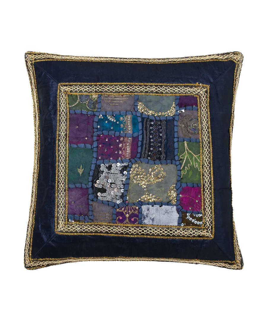 Μαξιλαροθήκη antic με φάσα (45cm x 45cm) μπλέ σκούρο