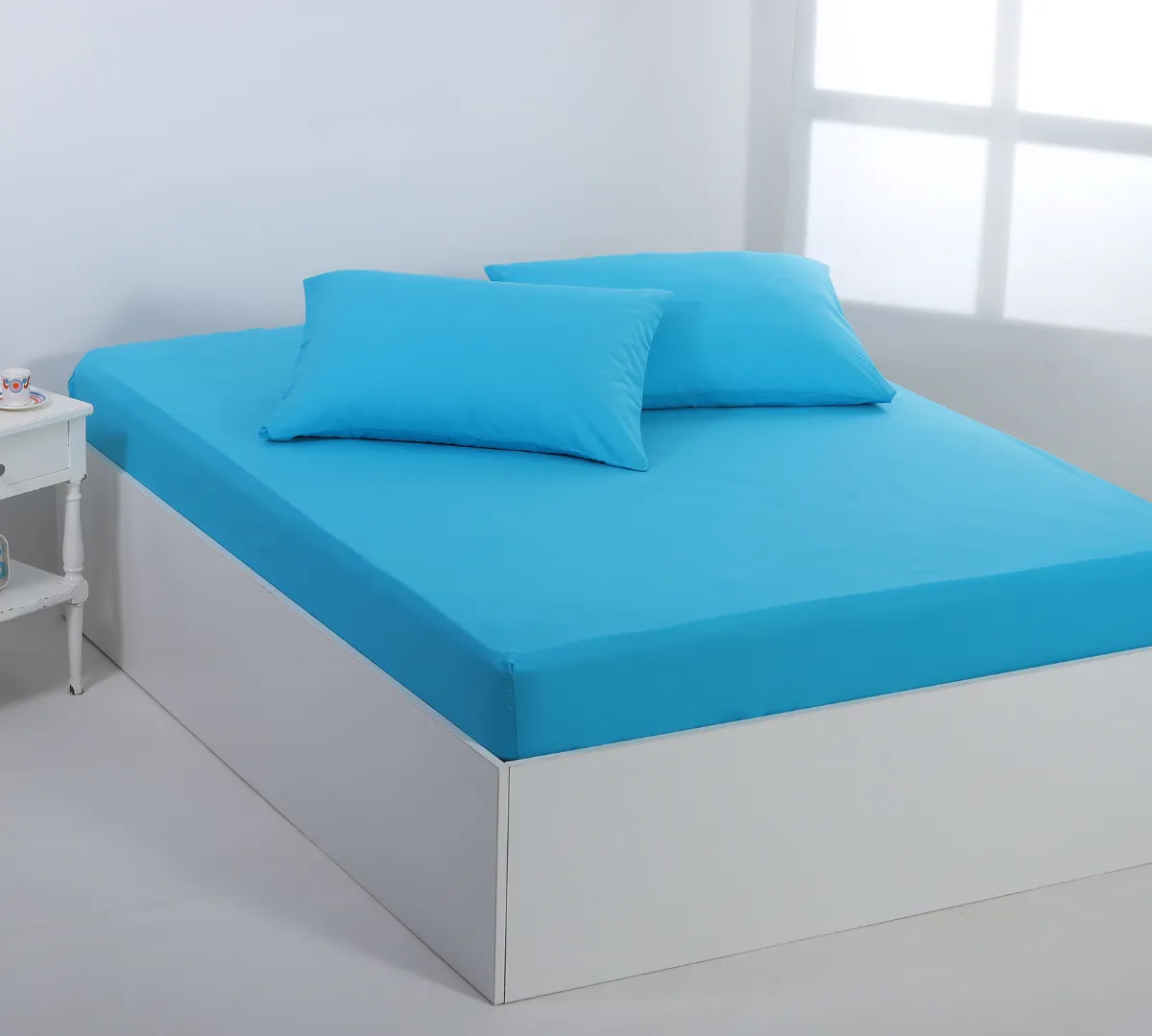 Βαμβακερό σεντόνι essentials (125cm x 200cm + 35cm) river blue