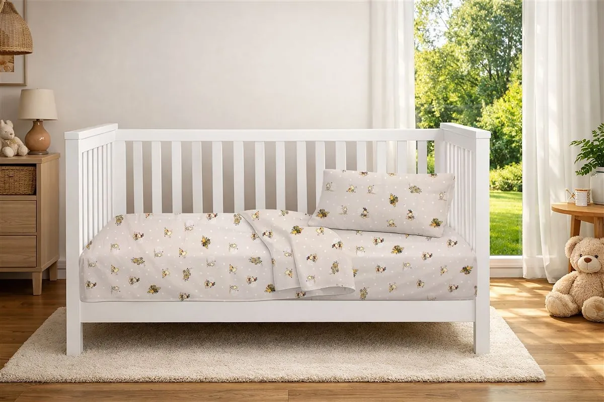 Κατωσέντονο Με Λάστιχο bebe Bear's Playtime 592 0,70X1,40X0,15 Beige 100% Cotton