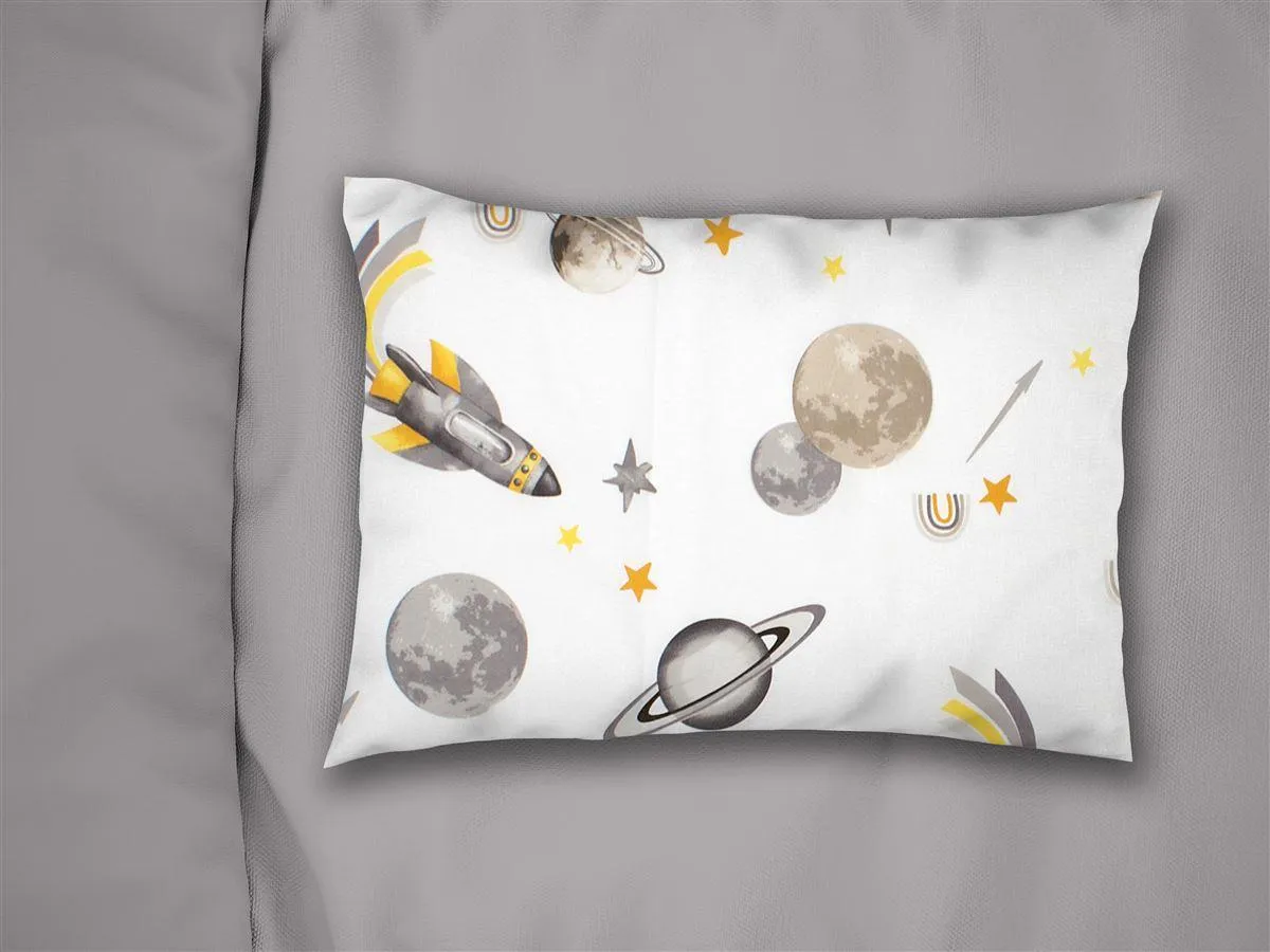 Μαξιλαροθήκη Εμπριμέ bebe Space Mission 183 35X45 White-Grey 100% Cotton