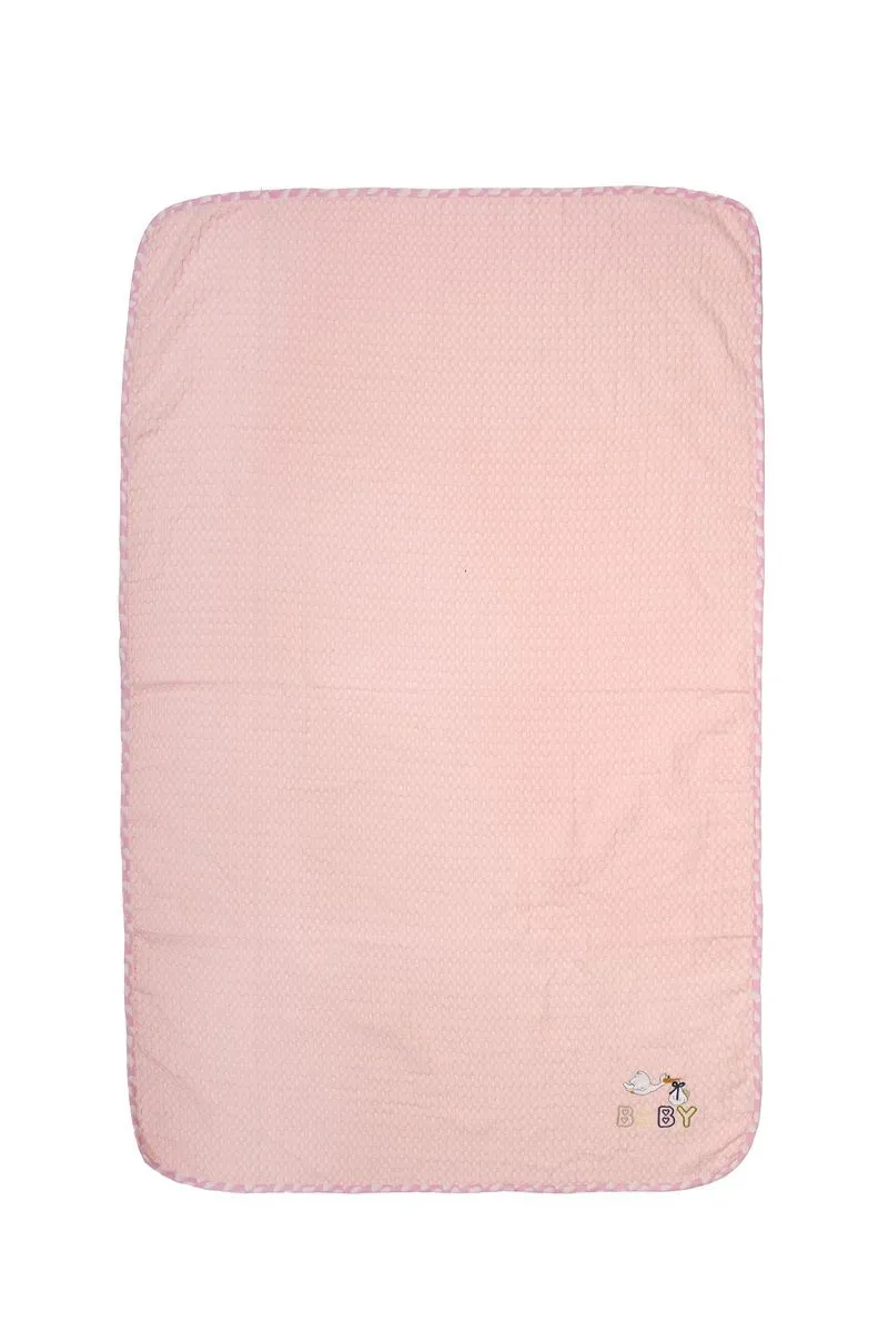 Κουβέρτα Πικέ Με Κέντημα bebe Stork 192 80X110 Pink 100% Cotton