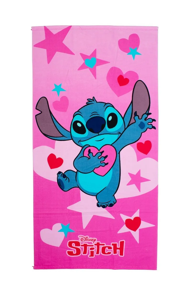 Πετσέτα Θαλάσσης Quick Dry Disney Home Lilo & Stitch 085 70X140 Baby Pink 100% Microfiber