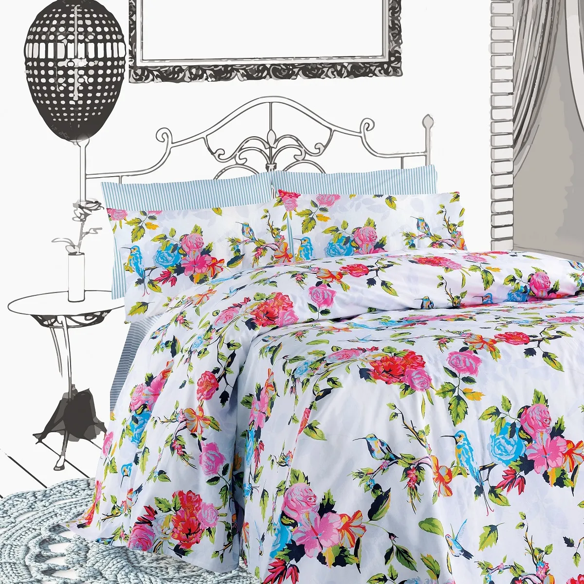 ΠΑΠΛΩΜΑ PRIMAVERA 240Χ250CM 2*50X70CM 144TC 100% COTTON