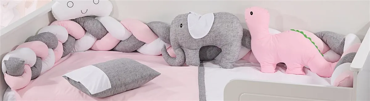Πάντα Πλεξούδα bebe Τρίχρωμη 29 Μήκος 220 cm Grey-Pink 65/35 Cott/Pol