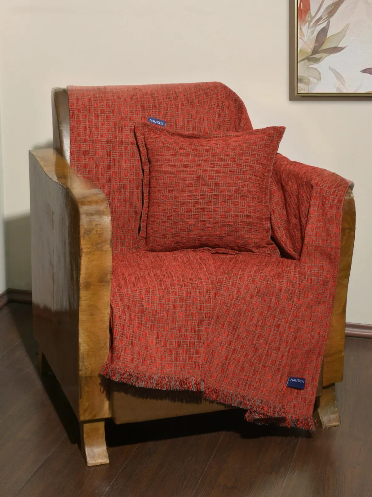 Ριχτάρι Διθέσιο 180x250 cm Σενίλ Εκρού Καρρώ Design 1106