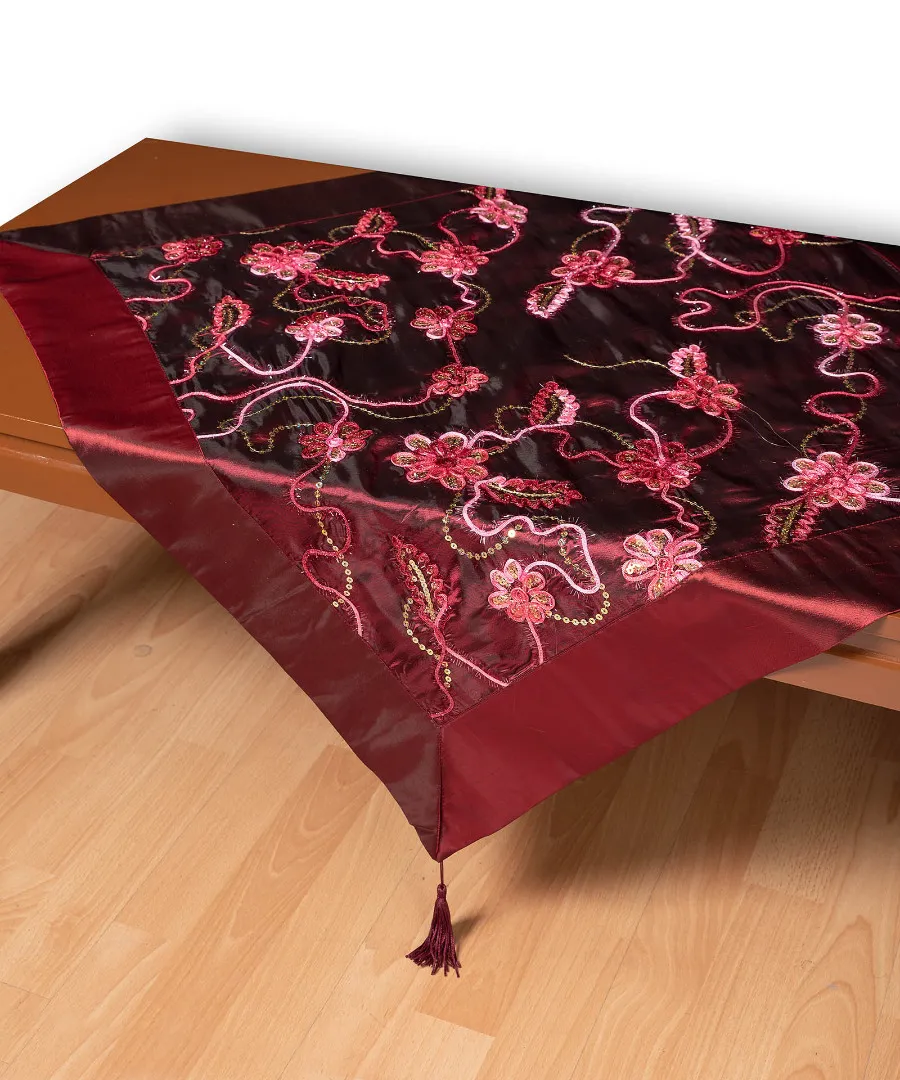 Σατέν τραπεζοκαρέ A11 (120cm x 120cm) μπορντώ  