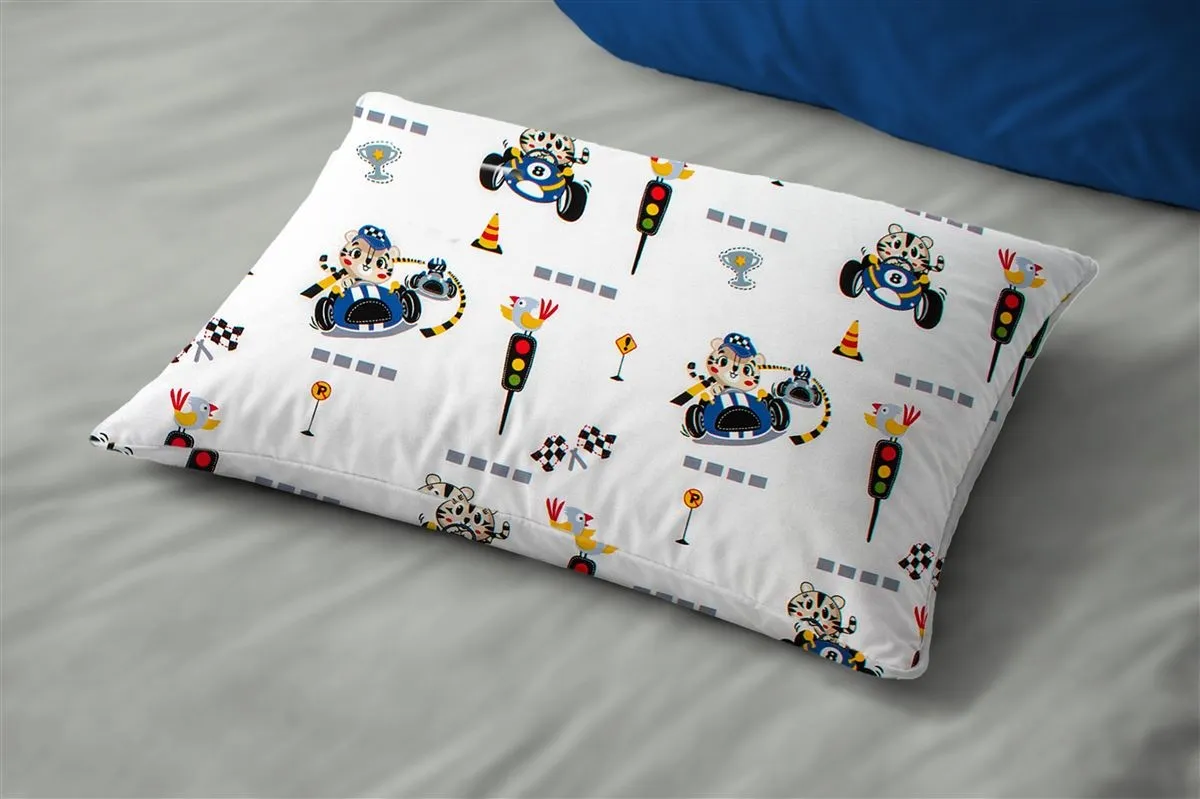 Μαξιλαροθήκη Εμπριμέ bebe Animal Grand Prix 589 35X45 White-Blue 100% Cotton
