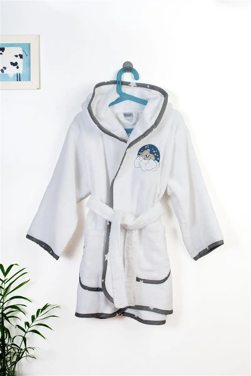 Μπουρνούζι Με Κέντημα kids Cloudy Bear 176 Size: 04 White-Grey 100% Cotton