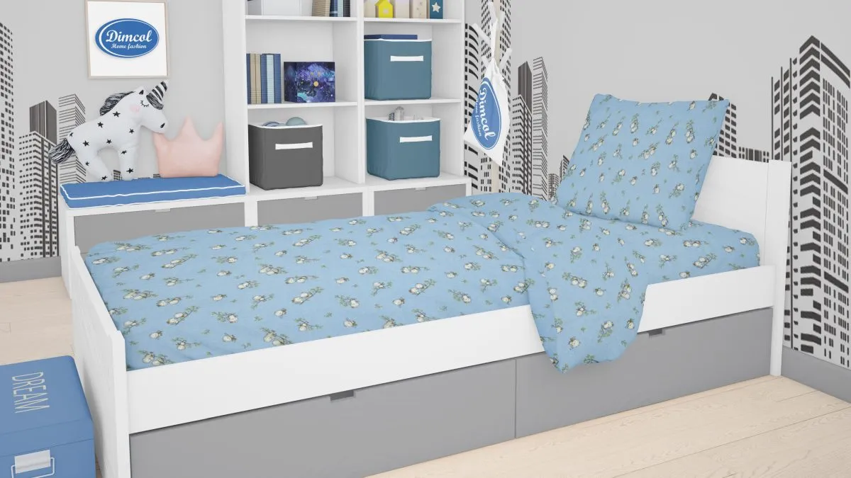 ΣΕΝΤΟΝΙΑ ΕΜΠΡΙΜΕ ΣΕΤ 3 τεμ kids Birds 14 160X240 Sky blue Flannel cotton 100%
