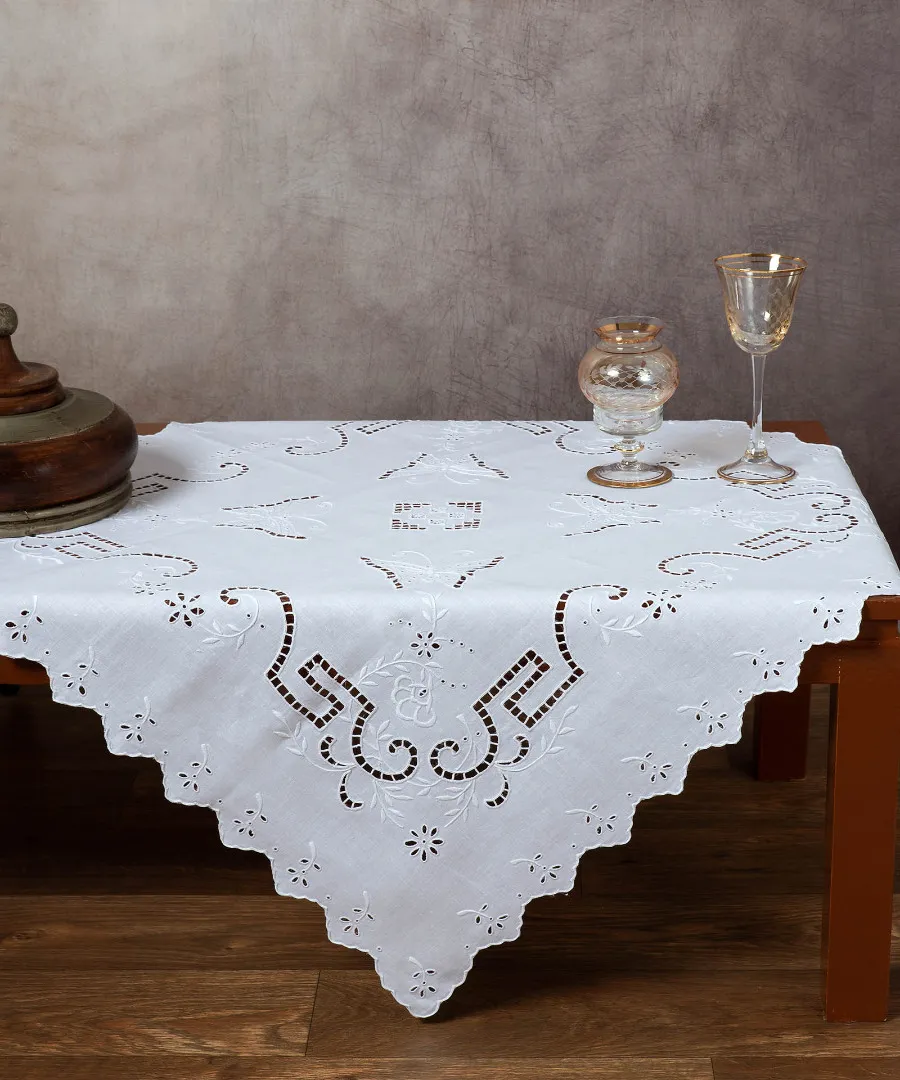 Χειροποίητο κοφτό πετσετάκι 07 (60cm x 60cm) λευκό