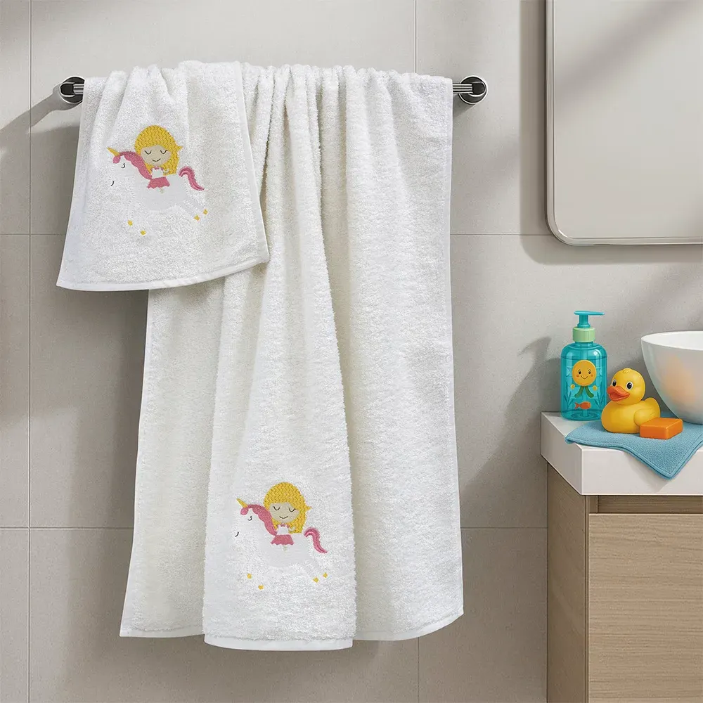 LINO Σετ Πετσέτες Παιδικές 2 τμχ (50x90,70x140) Corno Λευκό