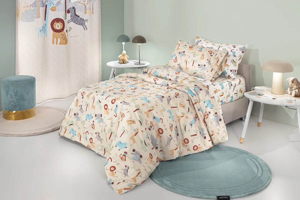 Σετ 3τμχ Παιδικά Σεντόνια Jungle Natural