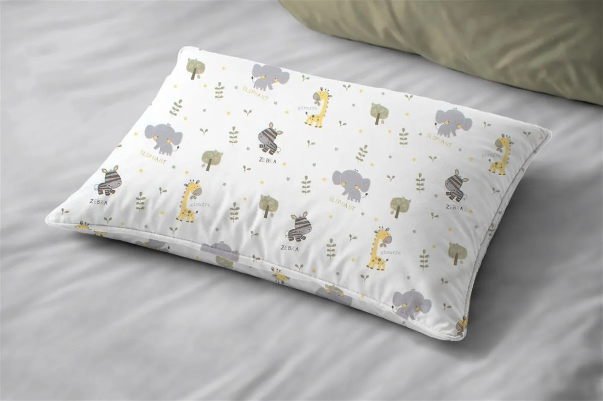 Μαξιλαροθήκη Εμπριμέ bebe Happy Safari 713 35X45 White-Grey 100% Cotton
