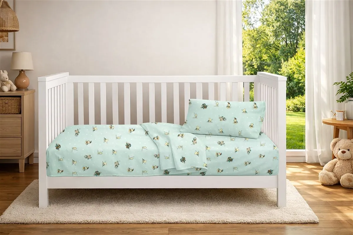 Κατωσέντονο Με Λάστιχο bebe Bear's Playtime 593 0,70X1,40X0,15 Mint 100% Cotton