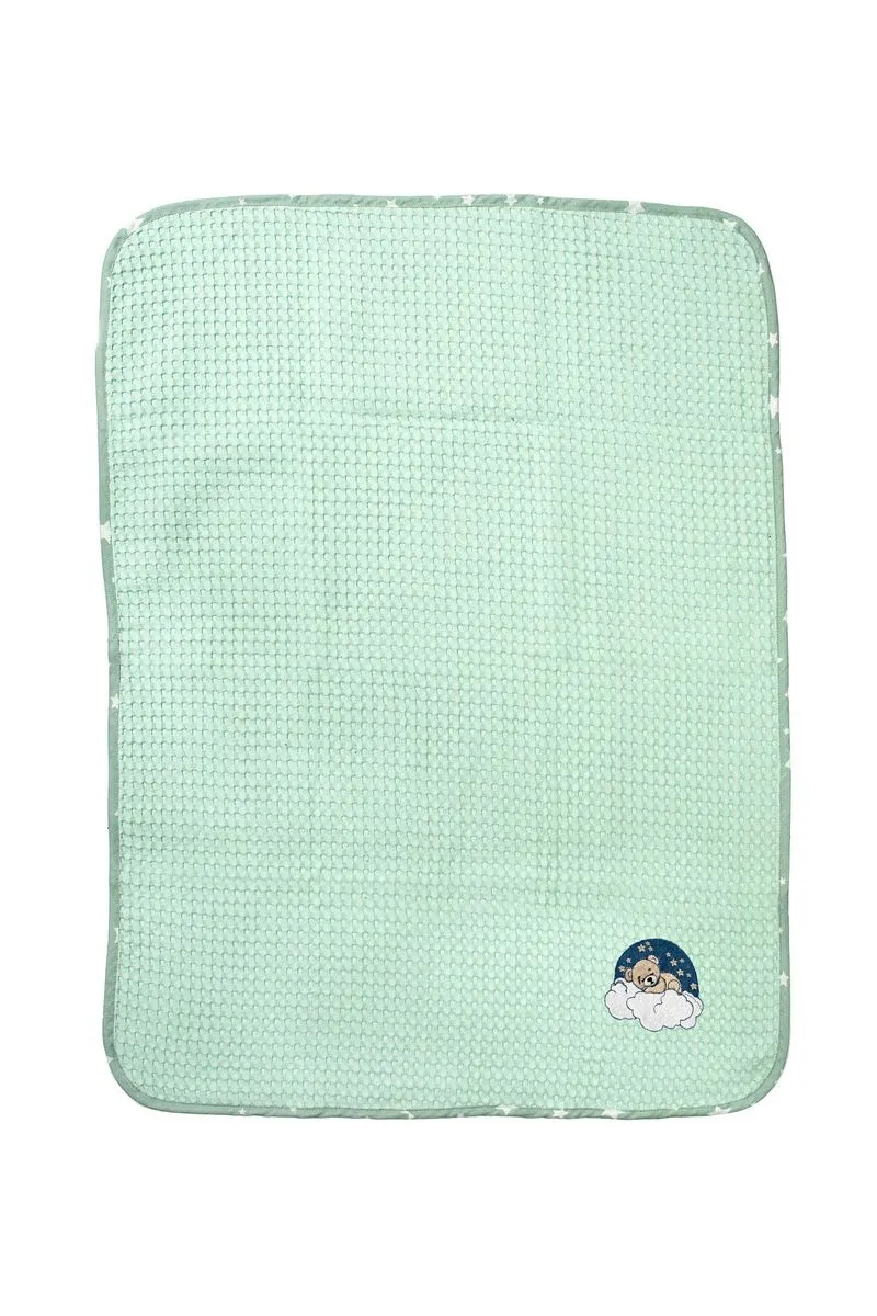 Κουβέρτα Πικέ Με Κέντημα bebe Cloudy Bear 178 100X160 Mint 100% Cotton