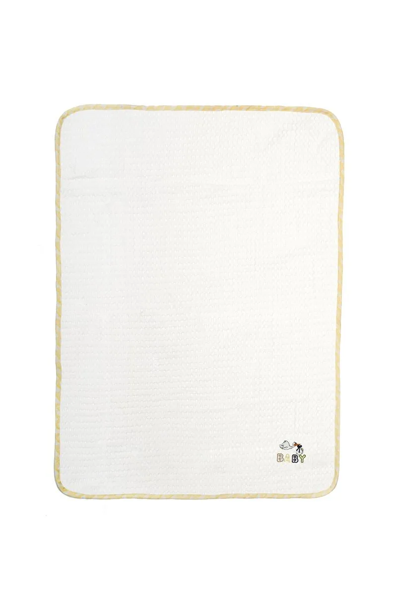 Κουβέρτα Πικέ Με Κέντημα bebe Stork 193 100X160 White-Yellow 100% Cotton