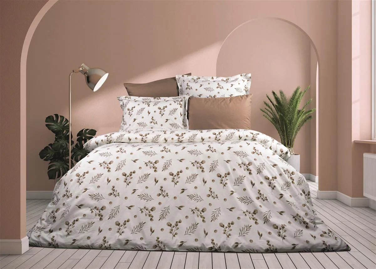 Παπλωματοθήκη Εμπριμέ Μυρτώ 352 220X240 Beige 100% Cotton Flannel
