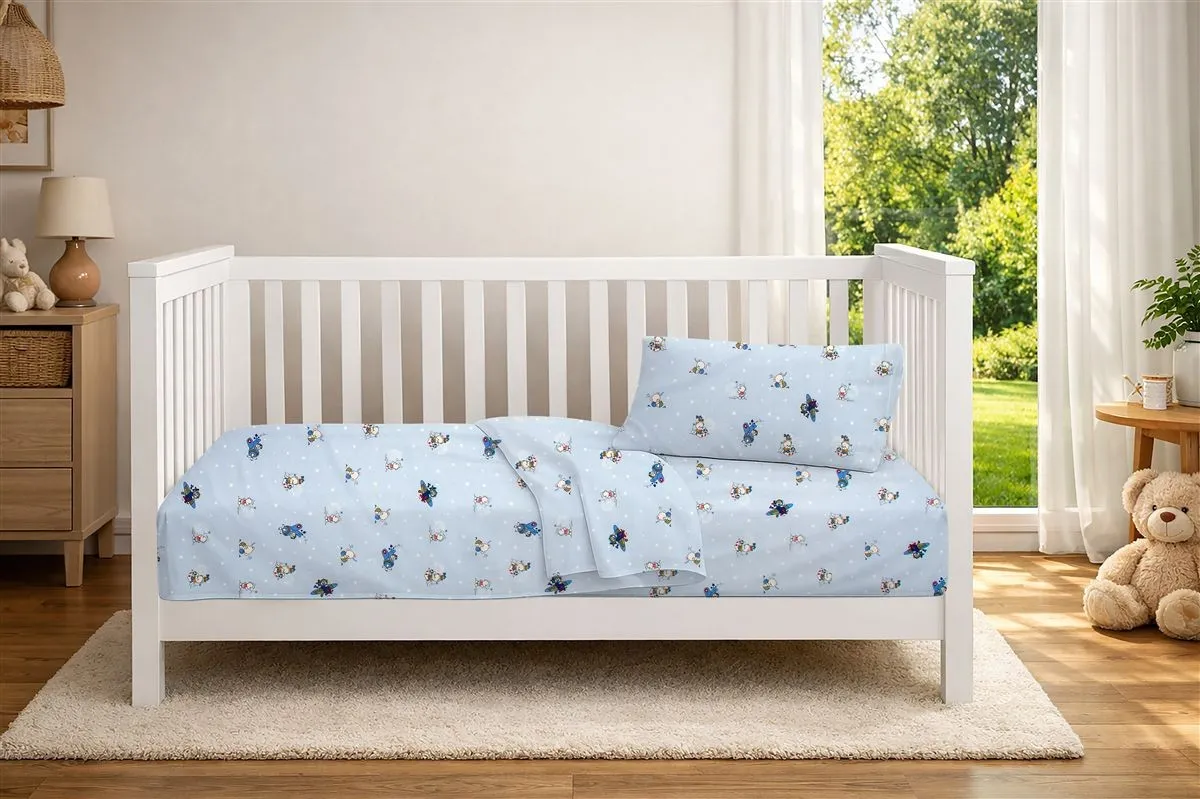 Κατωσέντονο Με Λάστιχο bebe Bear's Playtime 591 0,70X1,40X0,15 Sky Blue 100% Cotton