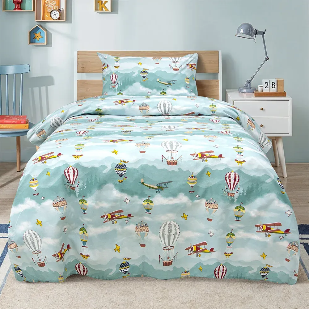 LINO Σετ Παιδική Παπλωματοθήκη (160x240) Cloud Chasers Πετρόλ