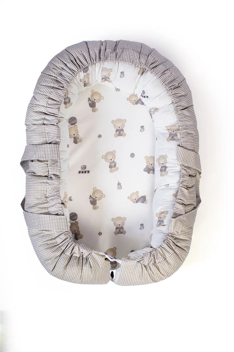 Φωλιά Ύπνου bebe Bear's Nest 05 85x60x15 White-Grey 100% Cotton