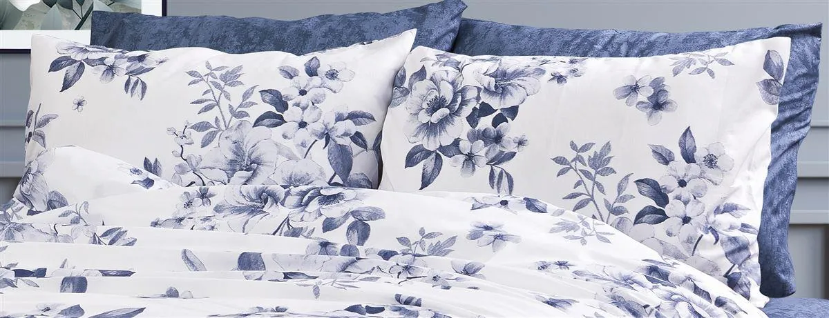 Μαξιλαροθήκη Εμπριμέ Βερονίκη 486 50X70 White-Blue 70/30 Cott/Pol