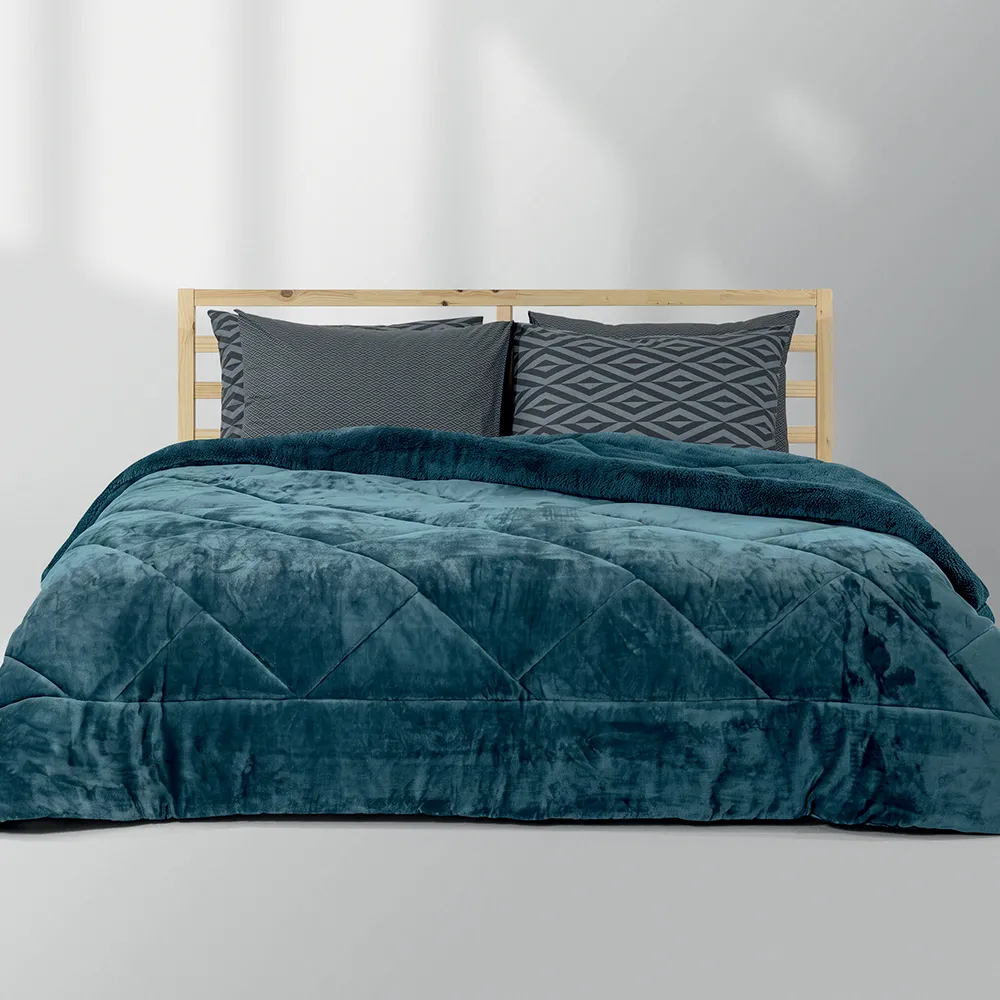 Κουβερτοπάπλωμα Ημίδιπλο 160×220 Erba Πετρόλ