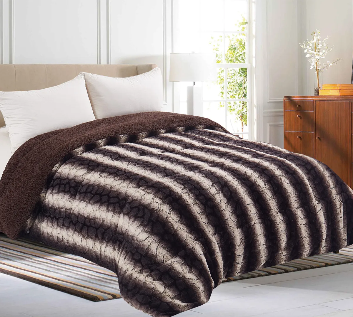 Κουβερτοπάπλωμα animal (220cm x 240cm) σκούρο καφέ