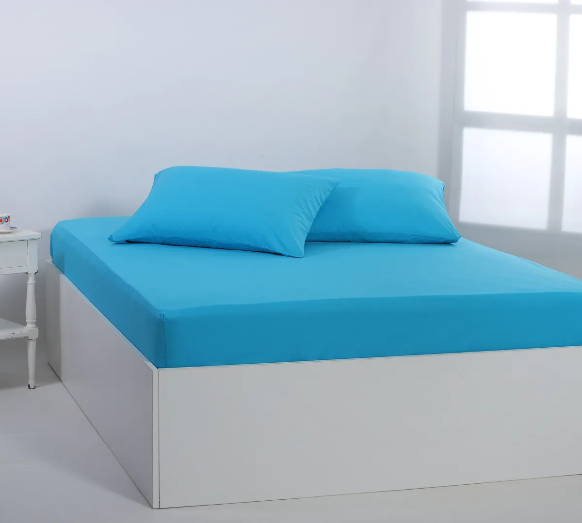 Βαμβακερό σεντόνι essentials (165cm x 200cm + 35cm) river blue