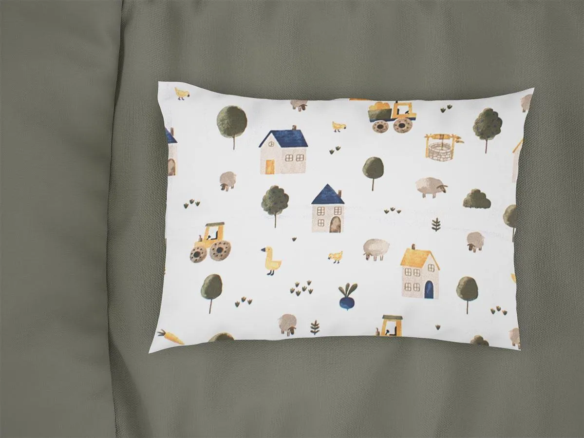 Μαξιλαροθήκη Εμπριμέ bebe Village 579 35X45 White-Green 100% Cotton